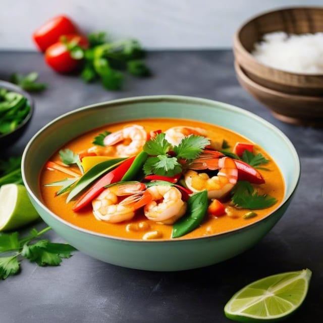 Panang Curry Prawns.